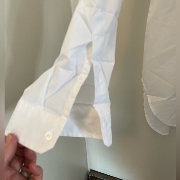 Calvin Klein White button down Blouse, sequin’s collar Boyfriend Tunic women L - Picture 7 of 14